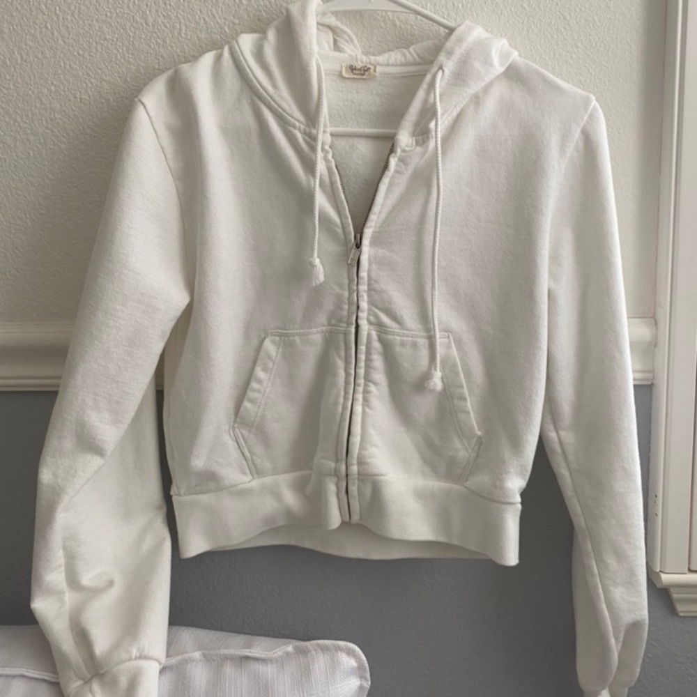 brandy melville white cropped christy hoodie